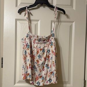 Soma Cool Nights Smocked Floral Top w/shelf lining
